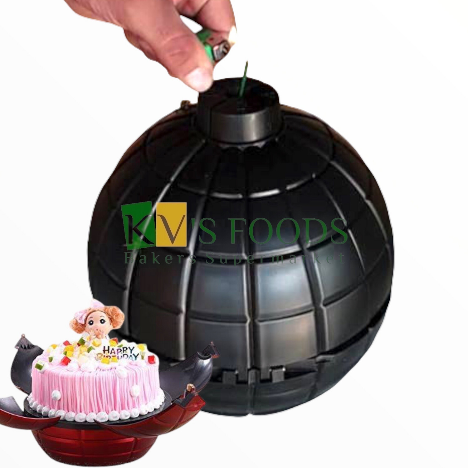 Bomb cake | Cake Bomb Box | Reusable Surprise Plastic Bomb Container With Bowl, 3 Fuses, Box And A Clip
