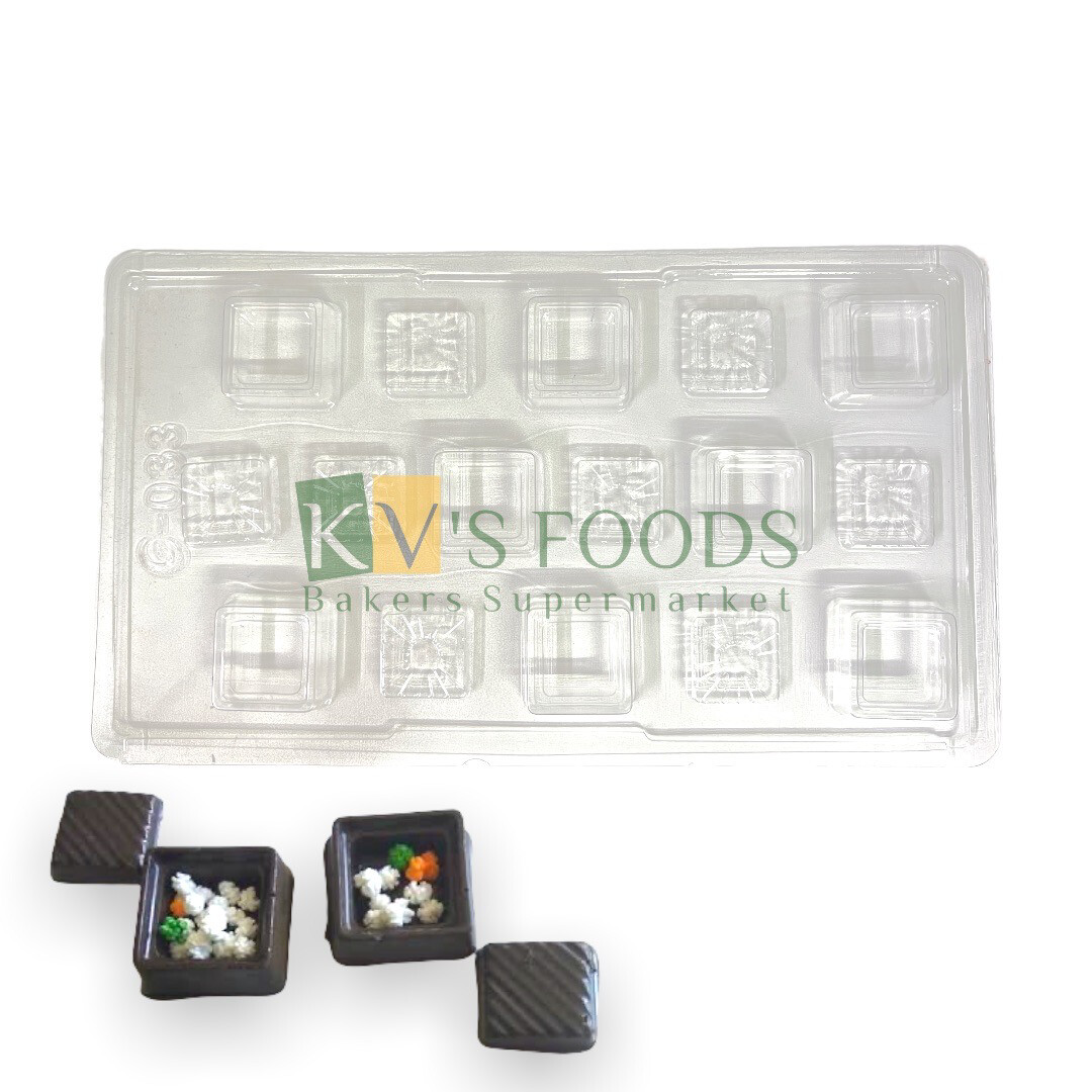 Chocolate Tilgul Dabbi Sankranti Special, Filling Cavity, Liqour Chocolate Mould - Square Shape PVC 16 Cavity - KV's FOODS