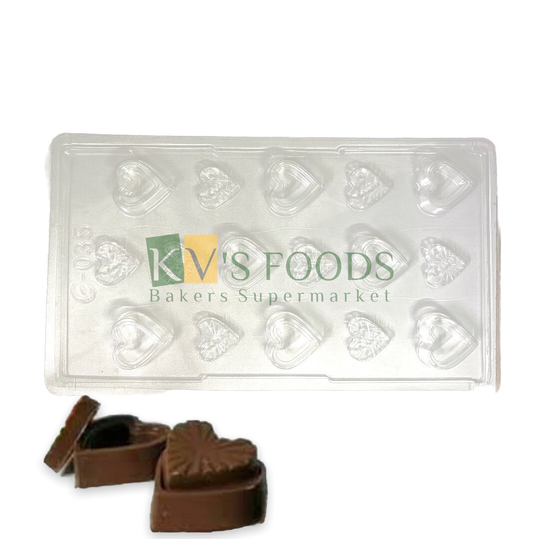 Chocolate Tilgul Dabbi Sankranti Special, Filling Cavity, Liqour Chocolate Mould- Heart Shape PVC 16 Cavity - KV's FOODS