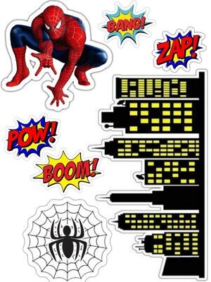 Spider Man Theme, Photo Print Paper Cutout for Cake Topper, Cake Decoration Topper Prints, Printable Sheet, Sugar Sheet, Wafer Sheet Printout
