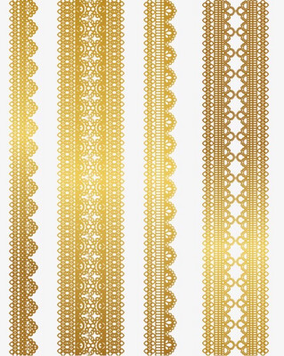 Golden Lace Cake Border, Photo Print Paper Cutout for Cake Topper, Cake Decoration Topper Prints, Printable Sheet, Sugar Sheet, Wafer Sheet Printout