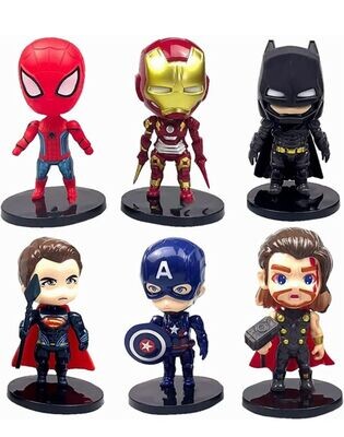 6 PCS Cute Superhero Avengers Cake Toppers, Miniature Figurine, Cake Decoration, Cake Theme, Mini Figures Set, Birthday Party Supplies, Cake Toppers Action Figures, Gift Children&#39;s Play Toys Set