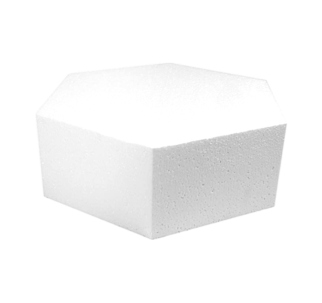 Styrofoam Hexagon Cake Dummy for wedding Cakes (14x4)