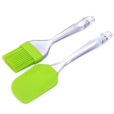 Large Multi Purpose Heat Resistance Silicone Spatula and Brush Set for Pastry, Baking, Cake Mixing, Grilling, Tandoor, Cooking, Glazing, BBQ.