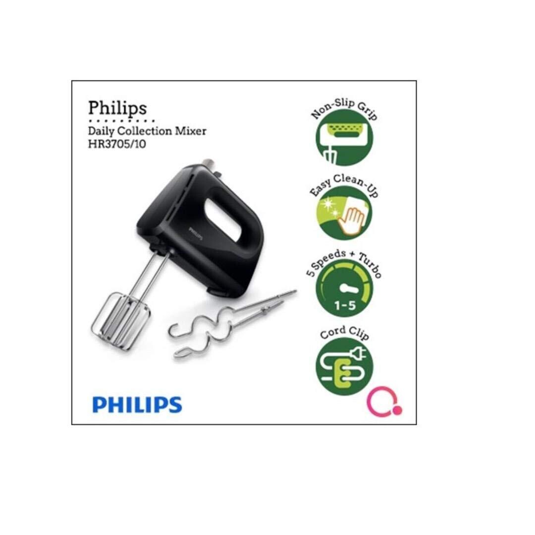 Philips HR3705 10 300 Watt Lightweight Hand Mixer Blender with 5 speed control settings stainless steel