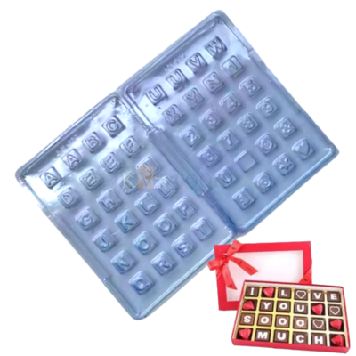 48 Cavity A-Z Alphabet Small Square SMS Short Message Blocks with Elements Chocolate PVC Mould -for Chocolate Making set of 2