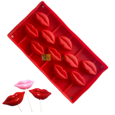Lips Shape Silicone Lollipop, Hard Candy, Isomalt Candy, Chocolate 10 Cavity DIY Mould