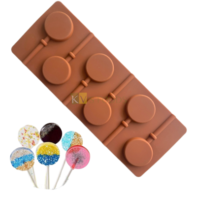 Round Plain Circle Shape Silicone Lollipop, Hard Candy, Chocolate 6 Cavity DIY Mould