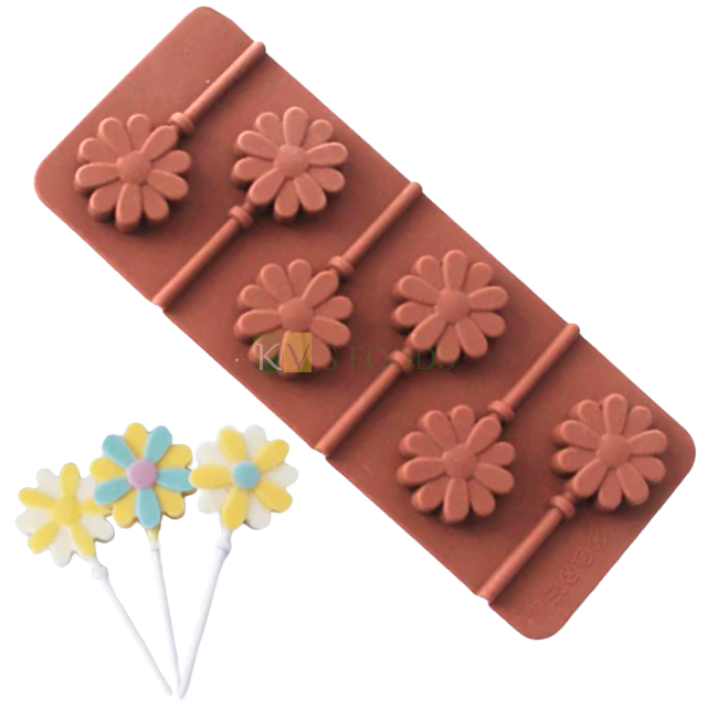 Flower Shape Silicone Lollipop, Hard Candy, Chocolate 6 Cavity DIY Mould