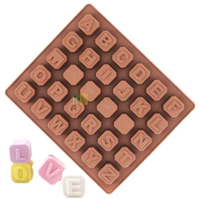 30 Cavity English 26 Alphabets A-Z Letters Blocks  Square Shape Silicone Chocolate abcd, Hard Candy SMS DIY Mould