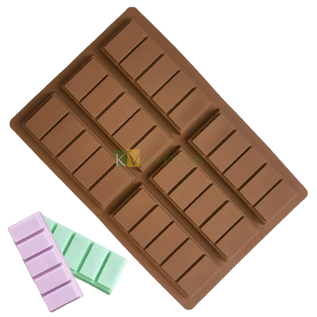 6 Cavity Big Bar Contains 5 Rectangle block Break Apart Choco (Total 30 Break aparts) Silicone Chocolate, Jelly, Hard Candy, Small Soap Artisan DIY Mould