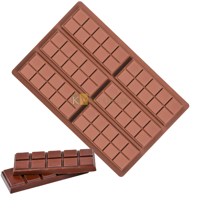 6 Cavity Medium Chocolate Bar Contains 10 Square blocks Break Apart Choco (Total 60 pcs) Cadbury alike Artisan Silicone Chocolate, Hard Candy DIY Mould