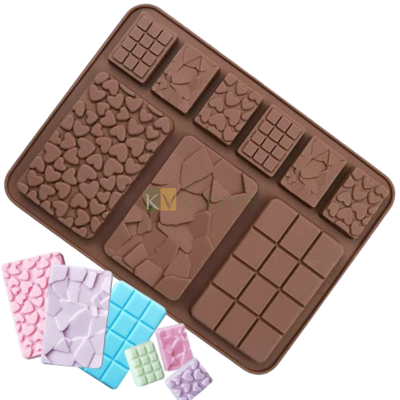 9 Cavity Large small Cadbury bar multi shape Chocolate Silicon Mould, Mini Heart, Cracks, Small Cadbury Mould, Break apart chocolate, Cake Decorating Cupcakes Decoration Desert, Candy, Jelly DIY Mould