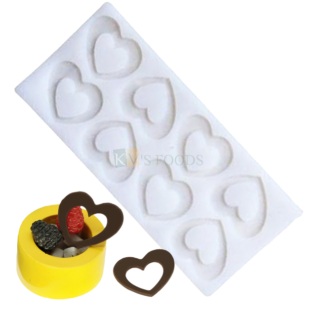 8 Cavity Silicon mini Hearts edge ring , Sugar-craft, Cake Dessert Insert,  Chocolate, Ice Cream Garnishing Cake Decoration, Candy, Fondant, DIY Silicon Mould