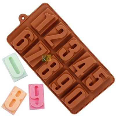 Numeric 0 to 9 Number Blocks Silicon Chocolate Mould, Sugar Craft, Cake Decoration topper Insert, Bite Size Pudding, Dessert, Jelly, Gummy, Garnishing, Candy, Pralines, Fondant, Baking DIY Food Decor