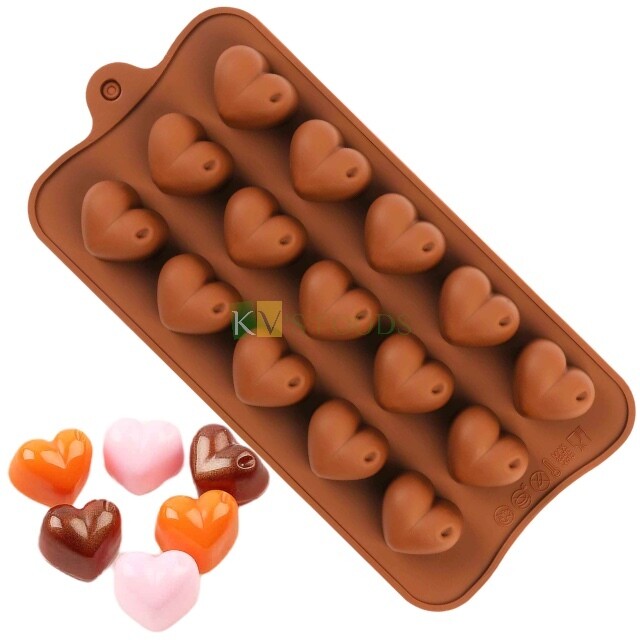 15 Dimpled 3D Heart Love Shaped Valentine Silicon Chocolate Mould, Sugar Craft, Cake Decoration, Pudding, Dessert, Jelly, Gummy, Garnishing, Candy,Pralines, Fondant, Baking DIY Food Decor