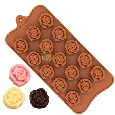 15 Cavity Rose Flower Petals Shape Design Silicon Chocolate Mould, Sugar Craft, Cake Decoration, Pudding, Dessert, Jelly, Gummy, Garnishing, Candy,Pralines, Fondant, Baking DIY Food Decor