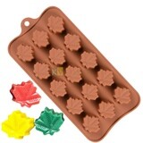 15 Mini Fall Foliage Maple Leaf Shape Silicon Chocolate Mould, Sugar Craft, Cake Decoration, Pudding, Dessert, Jelly, Gummy, Garnishing, Candy,Pralines, Fondant, Baking DIY Food Decor