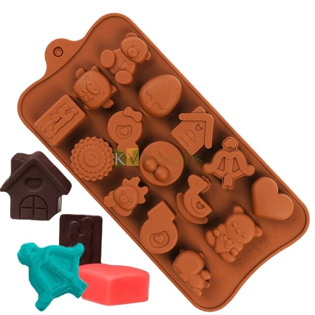 Teddy Couple Cherry Home heart Bow & Love Arrow Mix Silicon Chocolate Mould, Sugar Craft, Cake Decoration, Pudding, Dessert, Jelly, Gummy, Garnishing, Candy,Pralines, Fondant, Baking DIY Food Decor