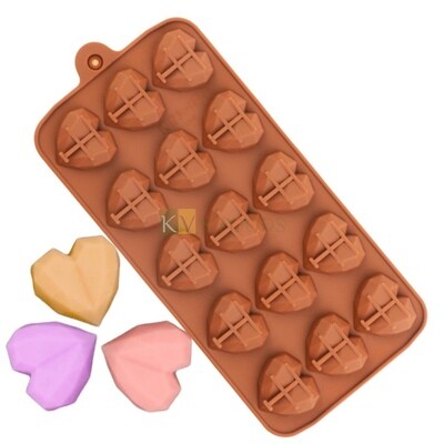 15 Cavity Small 3D Diamond Gem Heart Pinata Love Shape Silicon Chocolate Mould, Sugar Craft, Cake Decoration, Pudding, Dessert, Jelly, Gummy, Garnishing, Candy,Pralines, Fondant, Baking DIY Food Decor