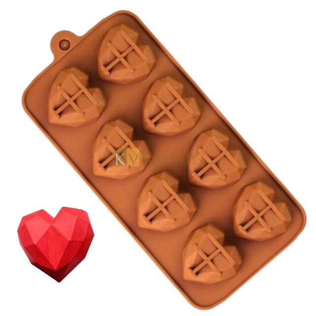 8 Cavity Small Diamond Gem Heart Pinata Love Shape Silicon Chocolate Mould, Sugar Craft, Cake Decoration, Pudding, Dessert, Jelly, Gummy, Garnishing, Candy,Pralines, Fondant, Baking DIY Food Decor