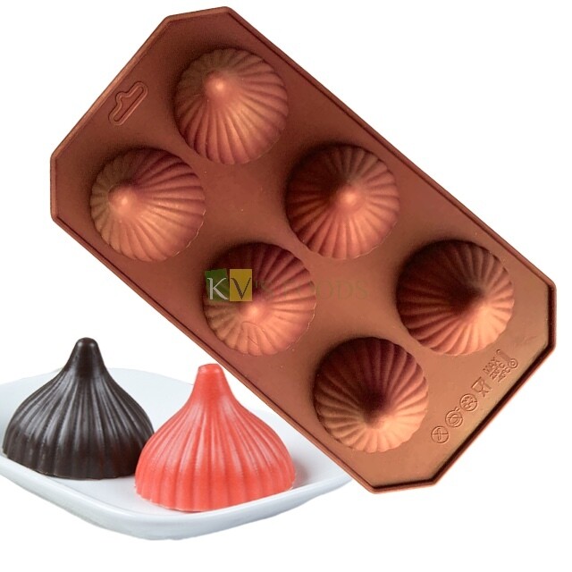 6 Cavity Modak Ganesh Chaturthi Prasad Chocolate Silicon Mould Bun Design#1