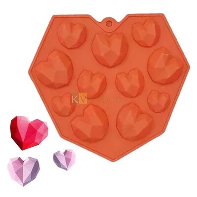 11 Cavity 3D Pinata Heart Small Medium and Big Heart Valentine Heart Mix Shape Design Chocolate Silicon Mould Ice Mould, Jelly Candy Mould