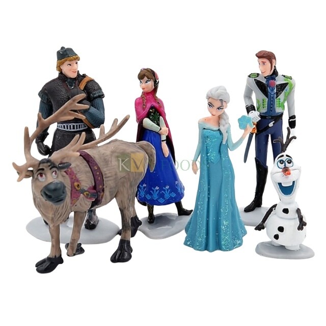 6 Pieces Frozen Princess Elsa Anna Hans Olaf Cake Theme Toppers, Miniature Figurine, Cake Decoration, Mini Cake Toppers Action Figures Set, Party Supplies, Gift Children's Play Statues Dolls Toys Set