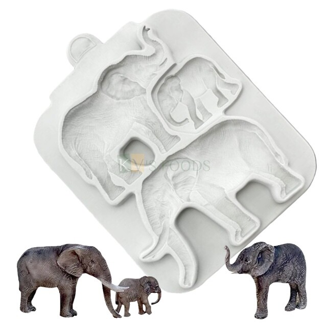 Jungle Zoo Theme Animals Elephant Family Chocolate Silicone Fondant Moulds Model Sugar Craft, Gum paste, Resin Clay, Cake Decorating Toppers, Kitchen Tools, Insert Baking Accessories DIY Food Decor