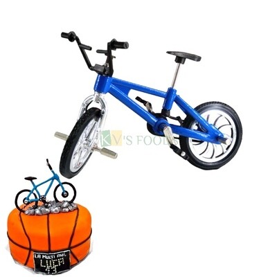 Blue Mini Cute Retro Cycle Cake Decoration Topper MTB BMX Fixie Bicycle Bike Miniature Alloy Diecast Simulation Finger Bicycle Mountain Bike Toy -  Cyclist Birthday Theme Cake, Table top Decor Product