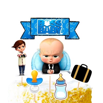 6 PC BOSS BABY Cartoon Theme, Baby Boy, Home Cake Topper Insert, Cake Topper, Childrens Cupcake Toppers Bday, Decorations Items/Cake Accessories, Tags, Cards, Cake Toothpick Topper