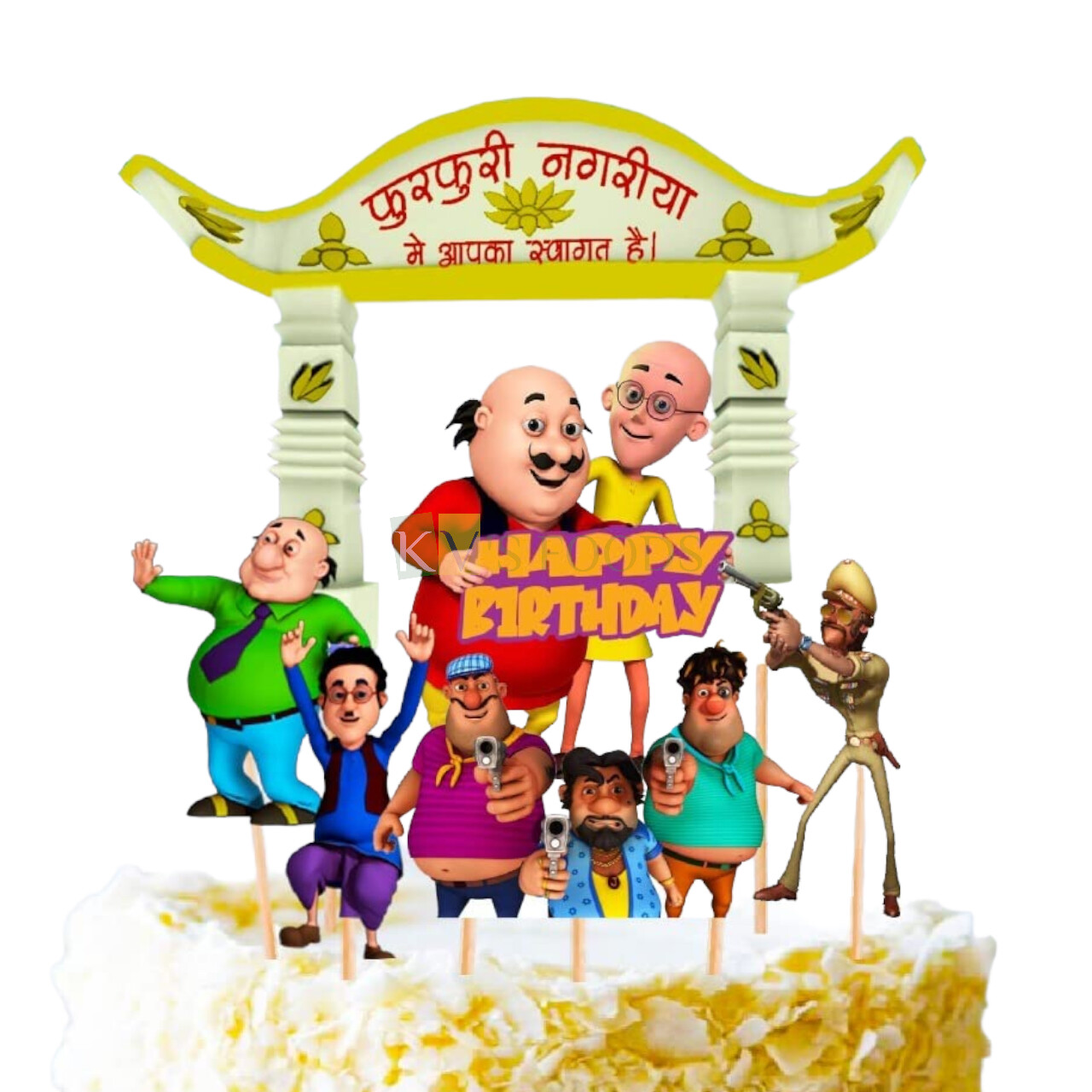 6 PC Motu Patlu Cartoon Theme, Home Cake Topper Insert, Cake Topper, Cupcake Toppers Bday, 1st, 2nd, 3rd, 4th Bday Decorations Items/Cake Accessories, Tags, Cards, Cake Toothpick Topper