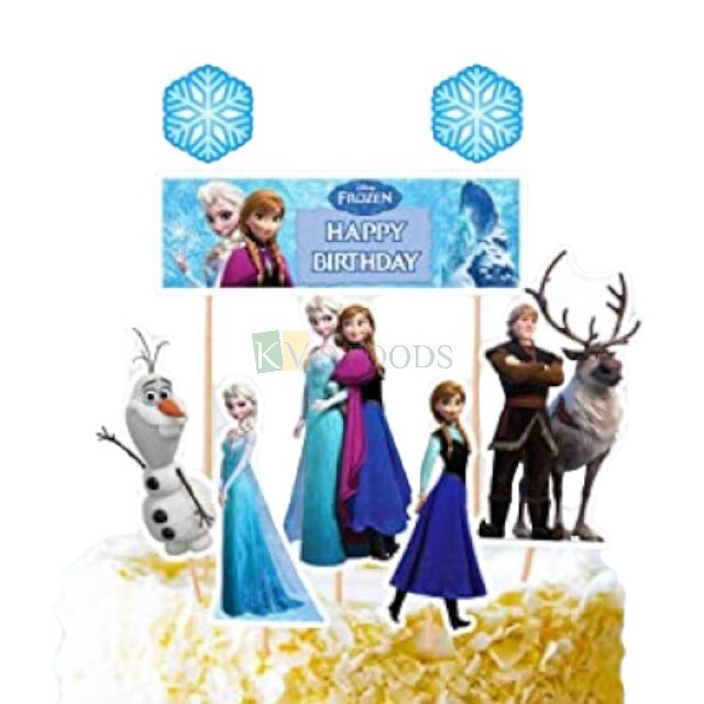 6 PC FROZEN Theme, Cake Topper Insert, Cake Topper, Cupcake Toppers Bday, Girl's, Friends Bday Decorations Items/Cake Accessories, Tags, Cards, Cake Toothpick Topper