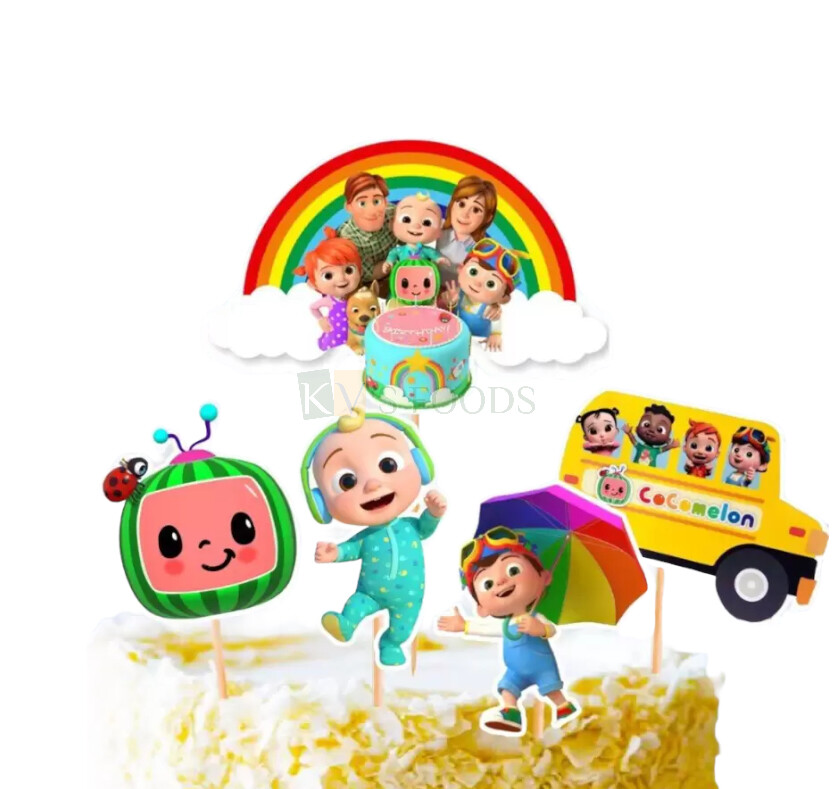 5 PC Cocomelon Cartoon Theme, Cake Topper Insert, Cake Topper, Cupcake  Toppers Bday, Girls, Boys, Friends