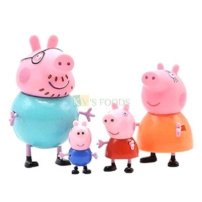 4 PC Little Finger Hugable Peppa Pig Family Peppa Pig, George, Daddy Pig, Mommy Pig Mini Toys - Figurine, Action Figure, Dolls, Kids Birthday Party Cake Topper, Peppa Pig Theme Cake Decoration Toy