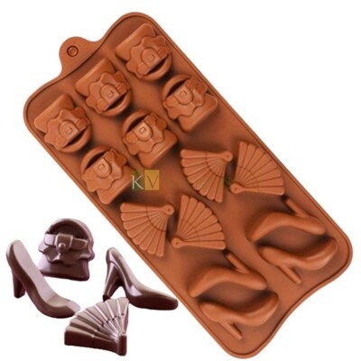 14 Cavity Mini Purse Sandals with Heels Fan Silicon Chocolate Mould, Sugar Craft, Cake Decorations, Jelly, Gummy, Garnishing, Candy, Pralines, Fondant, Baking DIY Food Decor