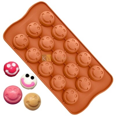 15 Cavity Smiley Round Emoji Emoticon Silicon Chocolate Mould, Sugar Craft, Cake Decoration, Pudding, Dessert, Jelly, Gummy, Garnishing, Candy,Pralines, Fondant, Baking DIY Food Decor