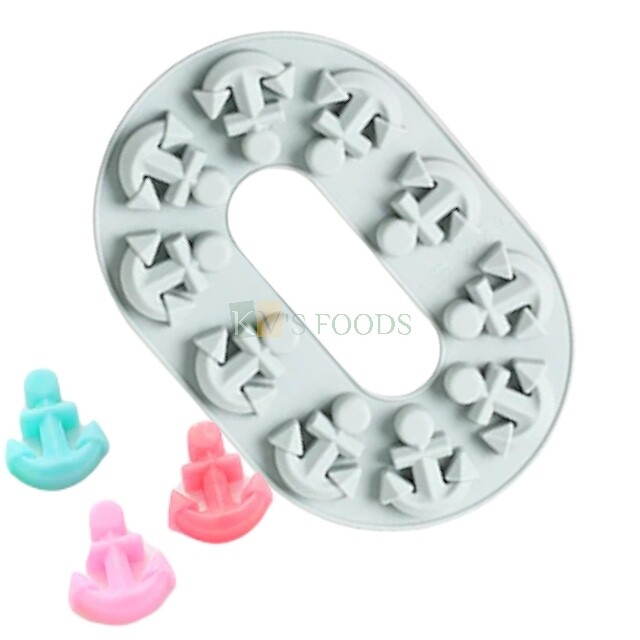 10 Cavity Ship Anchor Shape Silicon Chocolate Mould, Sugar Craft, Cup Cake Decoration, Pudding, Dessert, Jelly, Gummy, Garnishing, Candy, Pralines, Fondant, Baking DIY Food Decor