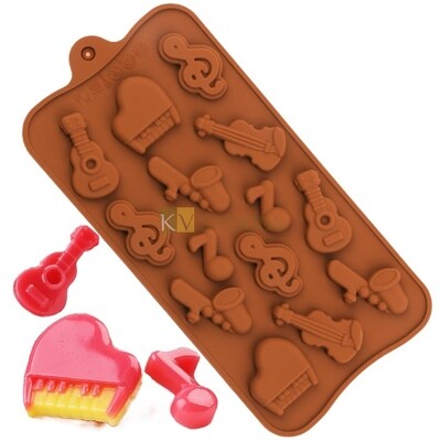 Music Notes Guitar Violin Piano Musical Instrument, Silicon Chocolate Mould, Sugar-craft, Cup Cake Dessert Insert, Ice Cream Garnishing Cake Decoration, Candy, Jelly, Gummy, Fondant, DIY Food Decor