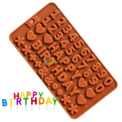 Year Numbers and Happy Birthday Letters Silicone Chocolate Moulds, Sugar-craft, Cake Dessert Insert, Chocolate, Ice Cream Garnishing Cake Decoration, Candy, Jelly, Gummy, Fondant, DIY Silicon Mould