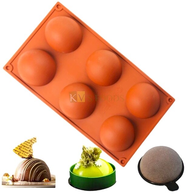 6 Cavity Half Semi Sphere Round Dome Ball Silicon Mould Chocolate Bomb Melts, Mousse, Dessert, Bakeware, Bath Bomb Soap, Ice Cream, Candle, Candy, Jelly Pudding Cake DIY Tools