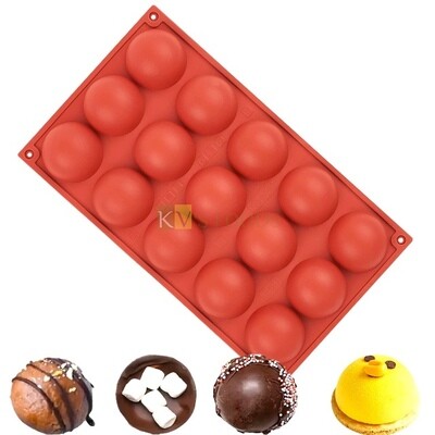 15 Cavity Half Semi Sphere Round Dome Ball Silicon Mould Chocolate Bomb Melts, Mousse, Dessert, Bakeware, Bath Bomb Soap, Ice Cream, Candle, Candy, Jelly Pudding Cake DIY Tools
