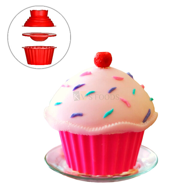 3Pcs Big Jumbo Giant Cupcake Shape Silicone Cake Mould, Pinata - Main Image
