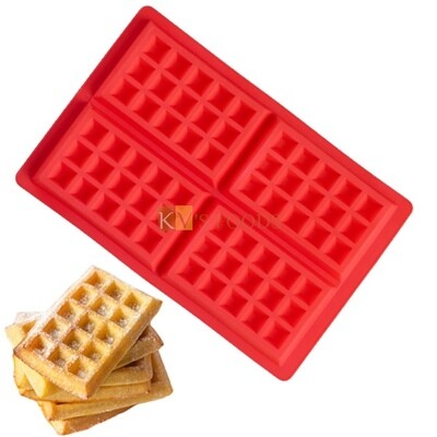 4 Cavity Square Rectangular Waffle Maker Bakeware Cake Bread Pie Flan Tart DIY Oven Silicone Mould