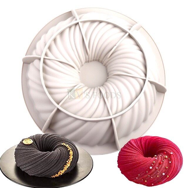 3D Big Spiral Yarn Ball, Turbine, Turban Like, Big Donut Shape Entremet Silicon Mould Cake Molds, Baking, Mousse Cake, French Cake, Dessert, Candle DIY Food Handicraft Tool