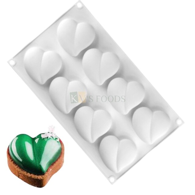 8 Cavity 3D Split Pillowed Heart Shape, Entremet Silicon Mould Cake Molds, Baking, Mousse Cake, French Cake, Dessert, Pudding, Chocolate DIY Food Handicraft Tool