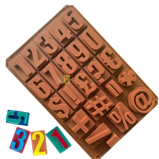 Large Numeric 0 to 9 &amp; Symbols Silicon Chocolate Mould, Sugar Craft, Cake Decoration topper Insert, Bite Size Pudding, Dessert, Jelly, Gummy, Garnishing, Candy, Pralines, Fondant,Baking DIY Food Decor