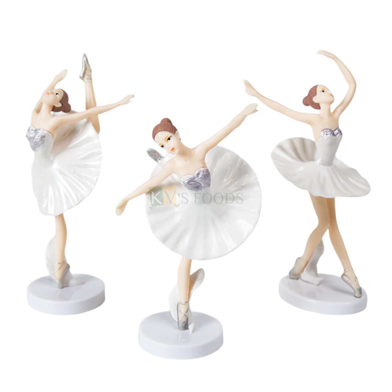 Buy 1PC or Set of 3 White Elegant Dancing Ballerina Ballet Dancers Themed Cake Toppers Set, Miniature Figurine, Cake Decoration, Mini Cake Toppers Action Figures Toys, Desktop Ornament
