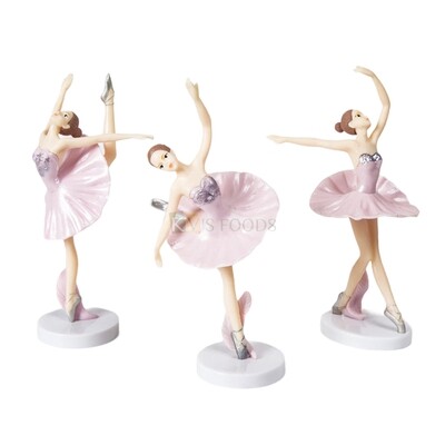 3 Pink Elegant Dancing Ballerina Ballet Themed Cake Toppers Set, Miniature Figurine, Cake Decoration, Mini Cake Toppers Action Figures, Birthday Party Supplies, Children's Play Toys, Desktop Ornament