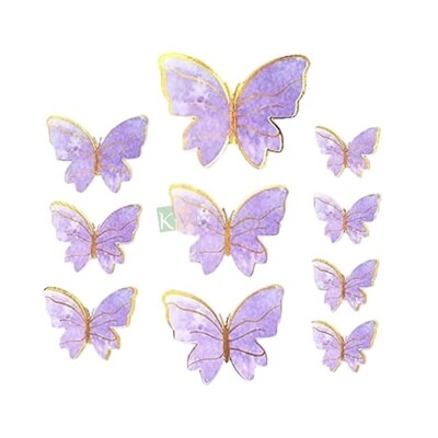 10 PCS Purple Gold Paper Butterfly Cake Toppers, Cake Topper Insert, Cake Topper, Cupcake Toppers, Girls, Boys, Friends Bday Decorations Items/Cake Accessories, Tags, Cards, Cake Toothpick Topper